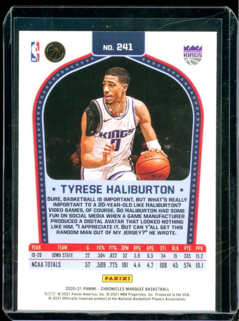 Tyrese Haliburton Rookie Card 2020-21 Panini Chronicles Marquee Pink #241  Image 2