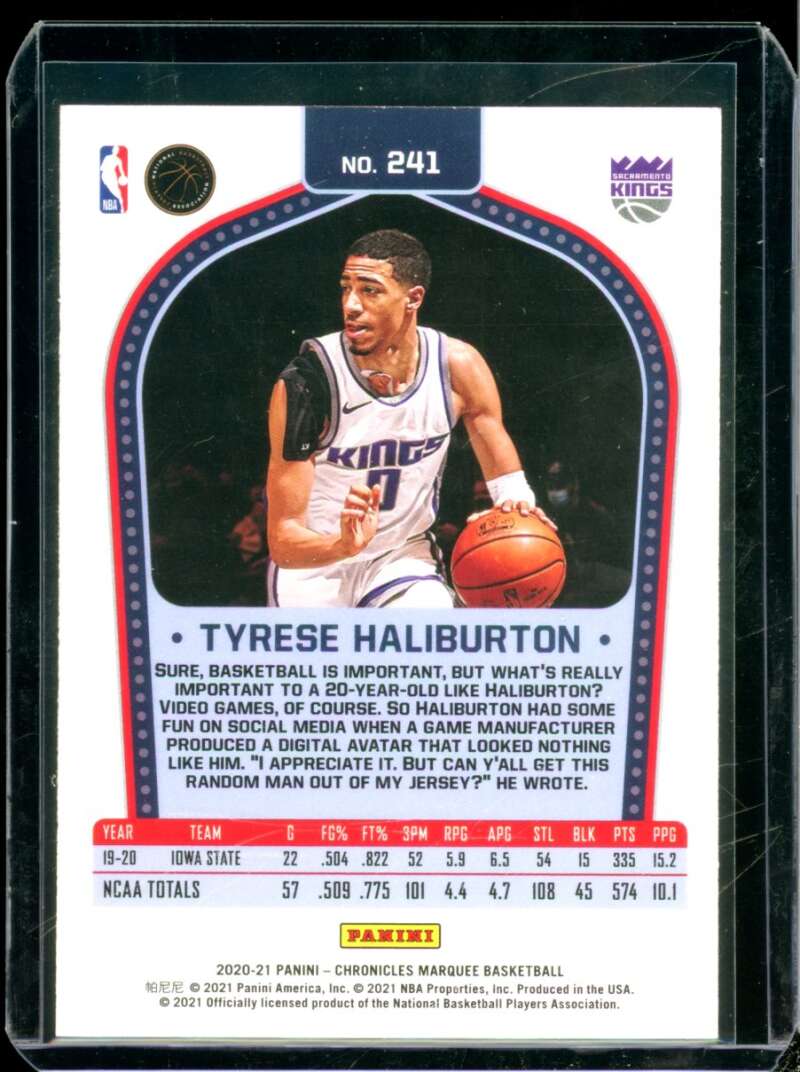 Tyrese Haliburton Rookie Card 2020-21 Panini Chronicles Marquee Bronze #241  Image 2