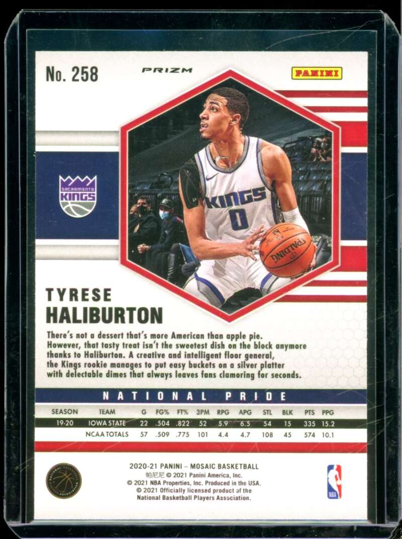 Tyrese Haliburton Rookie Card 2020-21 Panini Mosaic Mosaic Reactive Orange #258  Image 2