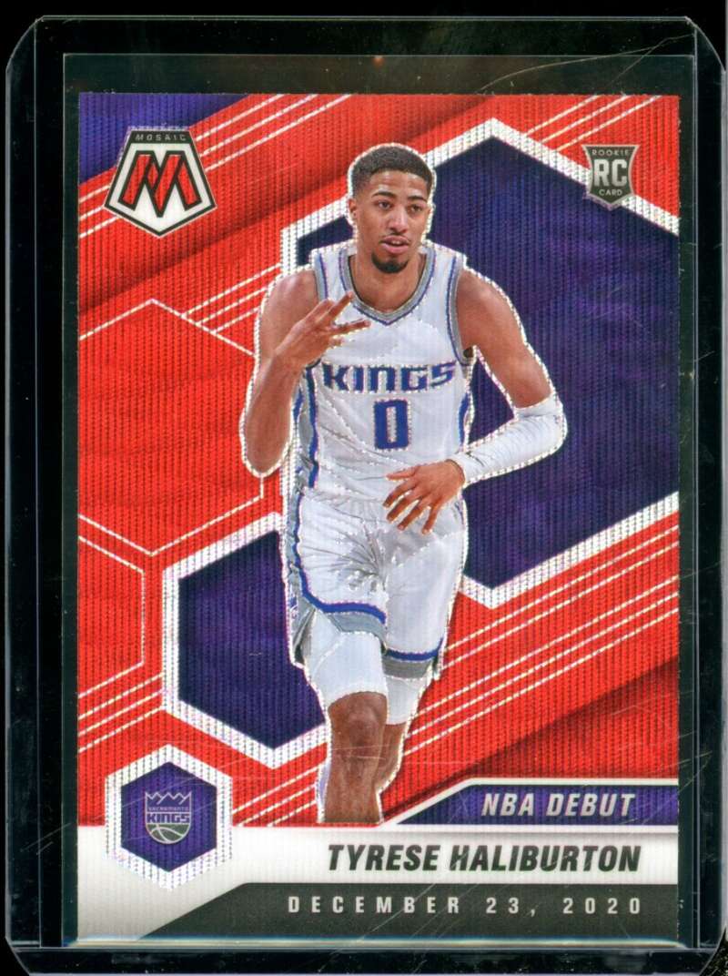 Tyrese Haliburton Rookie Card 2020-21 Panini Mosaic Mosaic Red Wave #264  Image 1