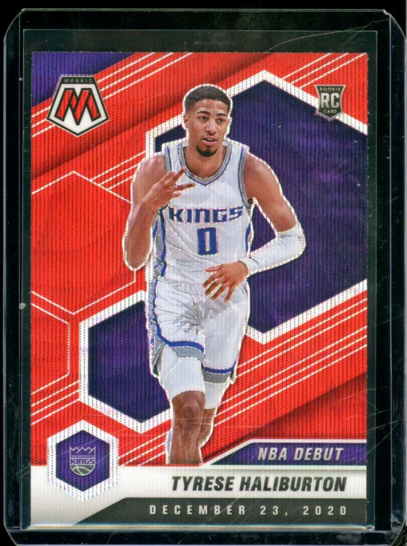 Tyrese Haliburton Rookie Card 2020-21 Panini Mosaic Mosaic Red Wave #264  Image 1