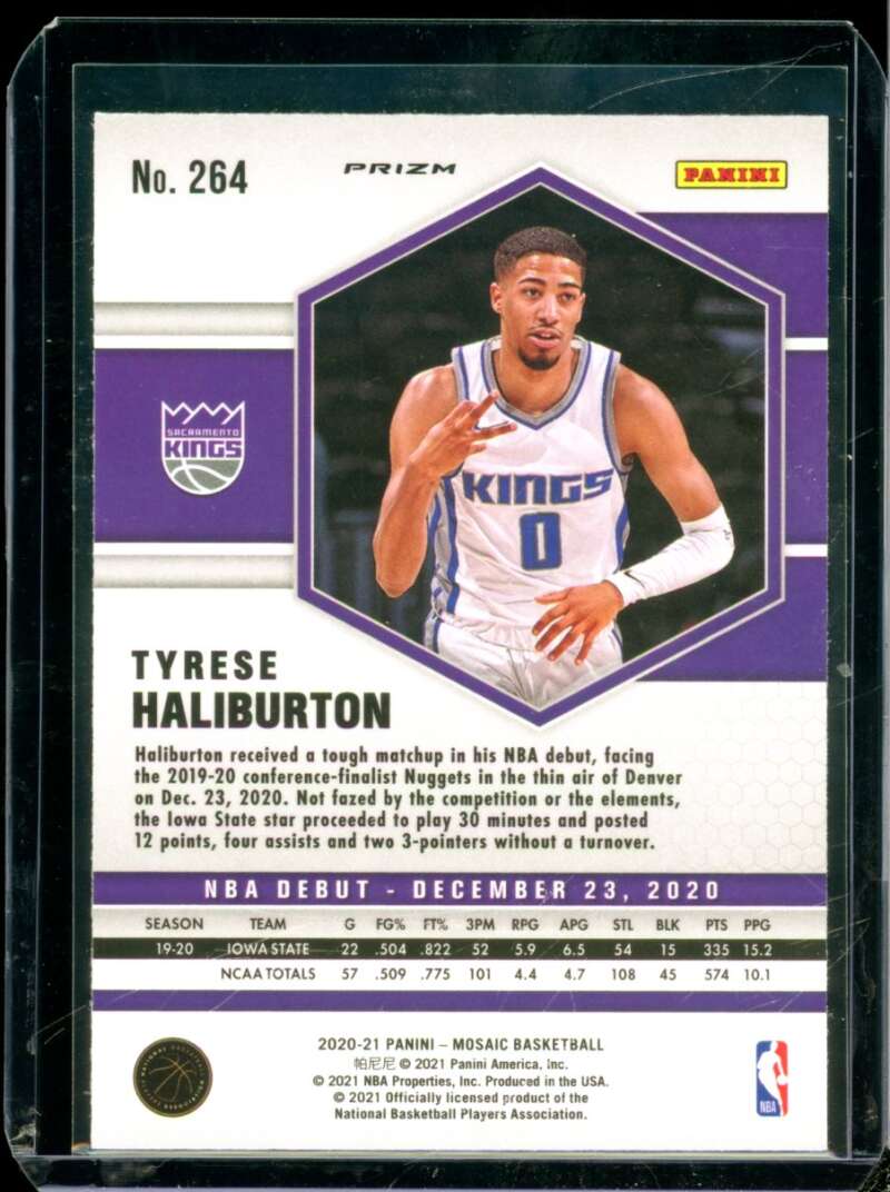 Tyrese Haliburton Rookie Card 2020-21 Panini Mosaic Mosaic Red Wave #264  Image 2