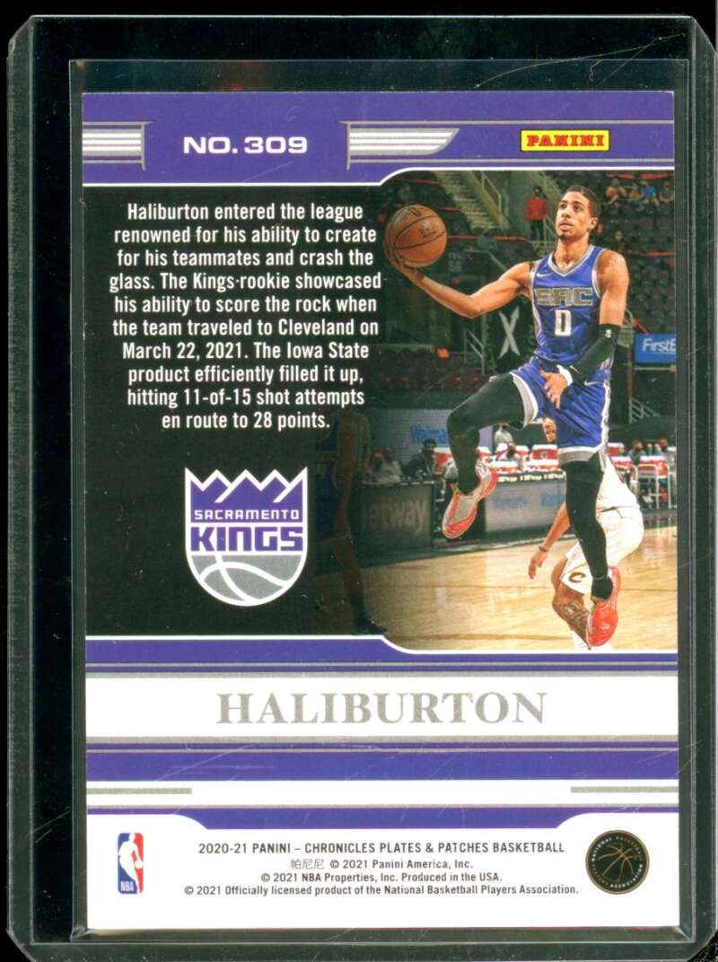 Tyrese Haliburton Rookie Card 2020-21 Panini Chronicles Plates And Patches #309  Image 2