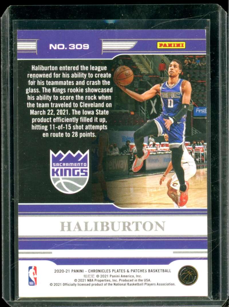 Tyrese Haliburton Rookie Card 2020-21 Panini Chronicles Plates And Patches #309  Image 2