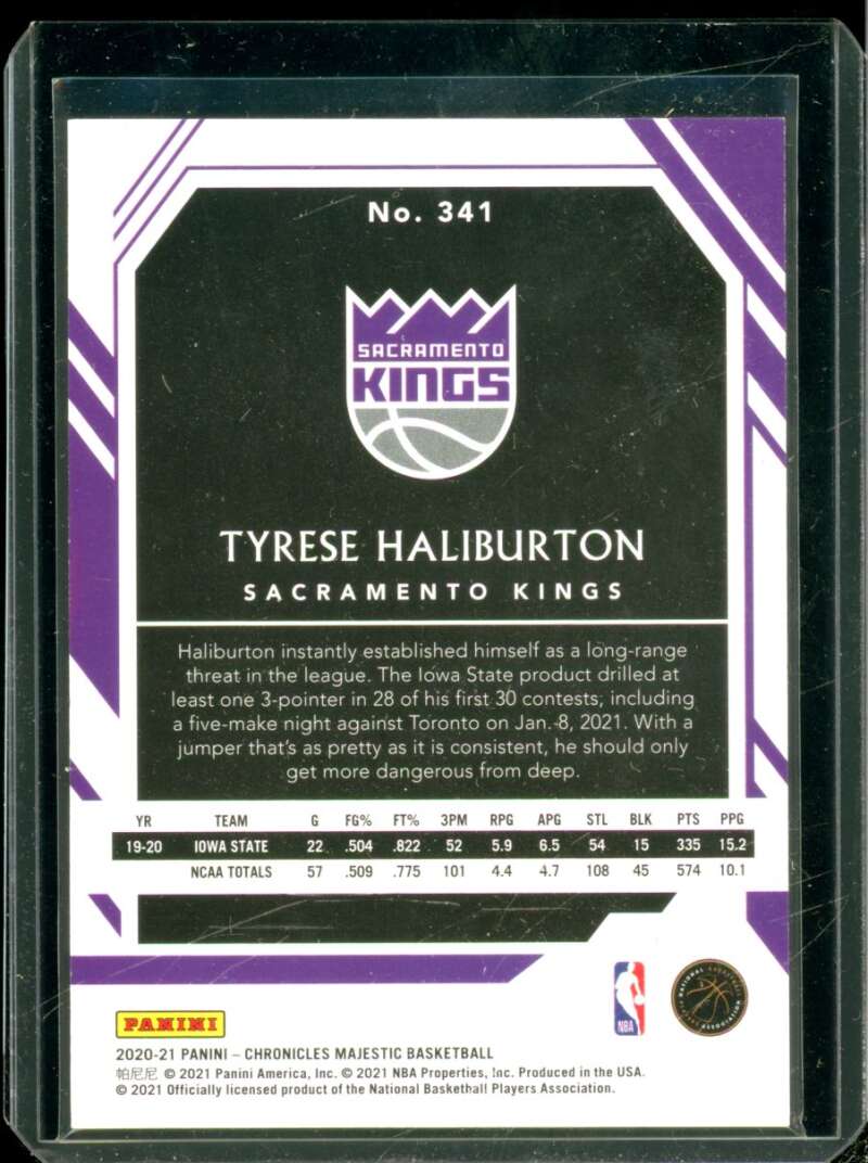 Tyrese Haliburton Rookie Card 2020-21 Panini Chronicles Red Majestic #341  Image 2