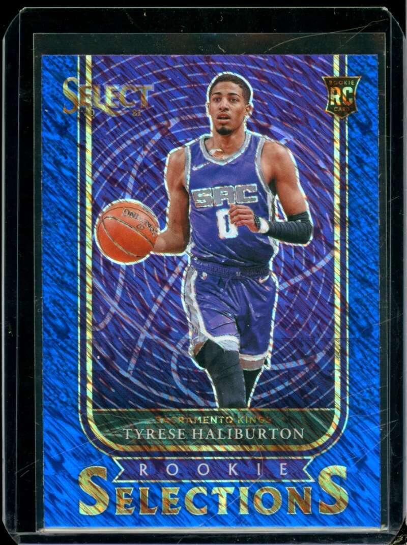 Tyrese Haliburton Rookie Card 2020-21 Select Rookie Selections Prizms Blue #3  Image 1