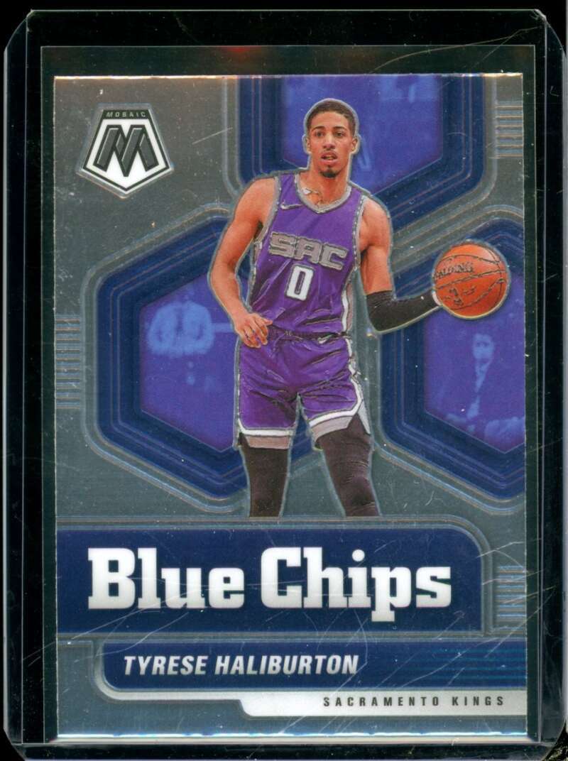 Tyrese Haliburton Rookie Card 2020-21 Panini Mosaic Blue Chips #5  Image 1
