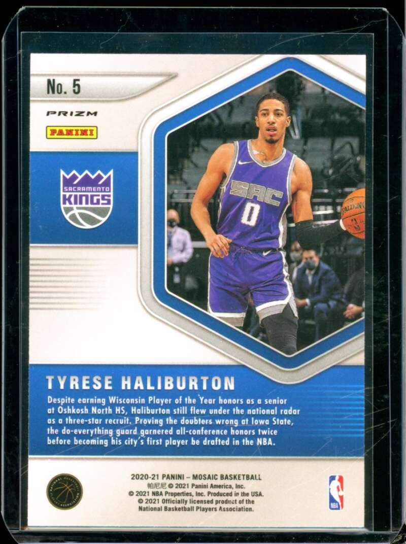Tyrese Haliburton Rookie Card 2020-21 Panini Mosaic Blue Chips Mosaic #5  Image 2