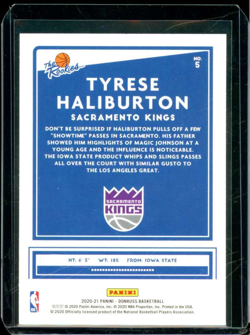 Tyrese Haliburton Rookie Card 2020-21 Donruss The Rookies #5  Image 2