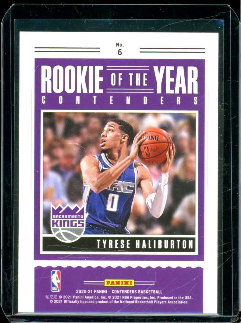 Tyrese Haliburton RC 2020-21 Panini Contenders Rookie of the Year Contenders #6  Image 2
