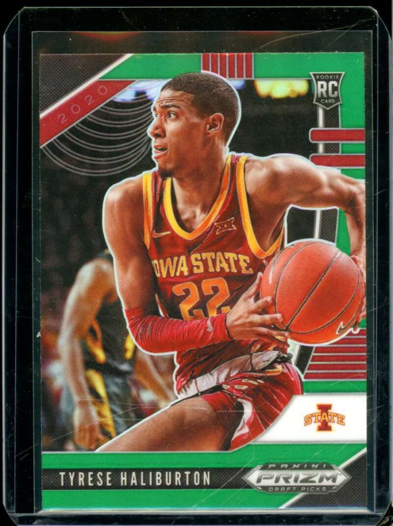 Tyrese Haliburton Rookie Card 2020-21 Panini Prizm Draft Picks Prizms Green #10  Image 1