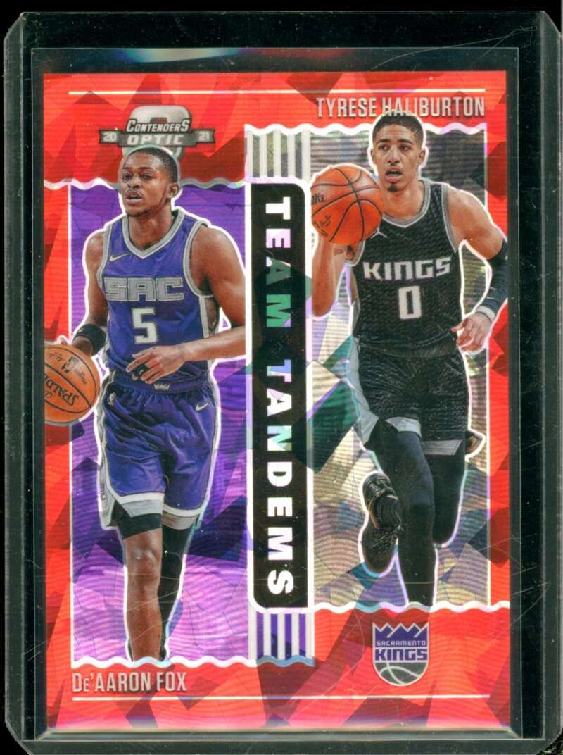 De'Aaron Fox/Tyrese Haliburton RC 2020-21 Contenders Optic Red Cracked Ice #19  Image 1