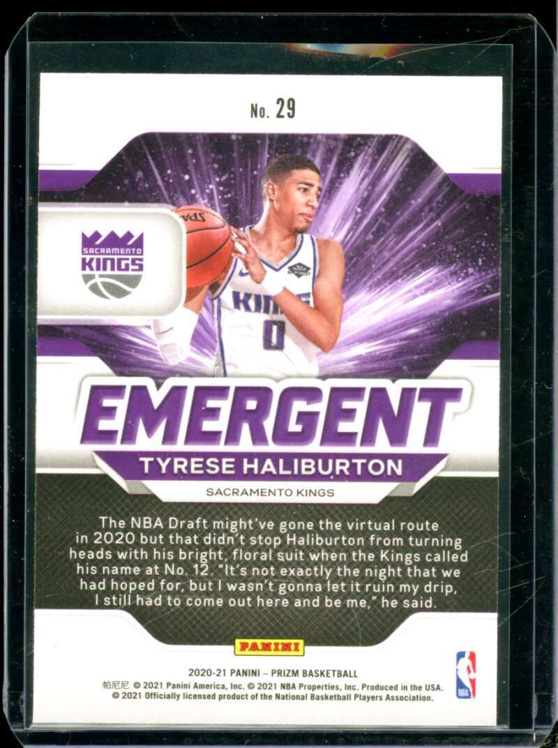 Tyrese Haliburton Rookie Card 2020-21 Panini Prizm Emergent #29  Image 2