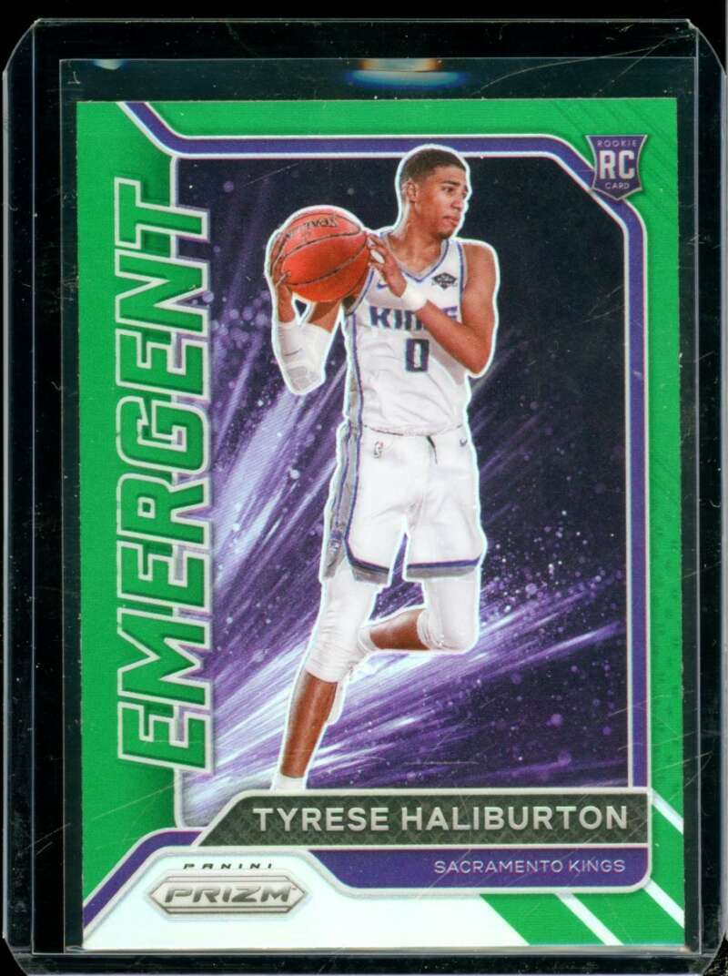 Tyrese Haliburton Rookie Card 2020-21 Panini Prizm Emergent Prizms Green #29  Image 1