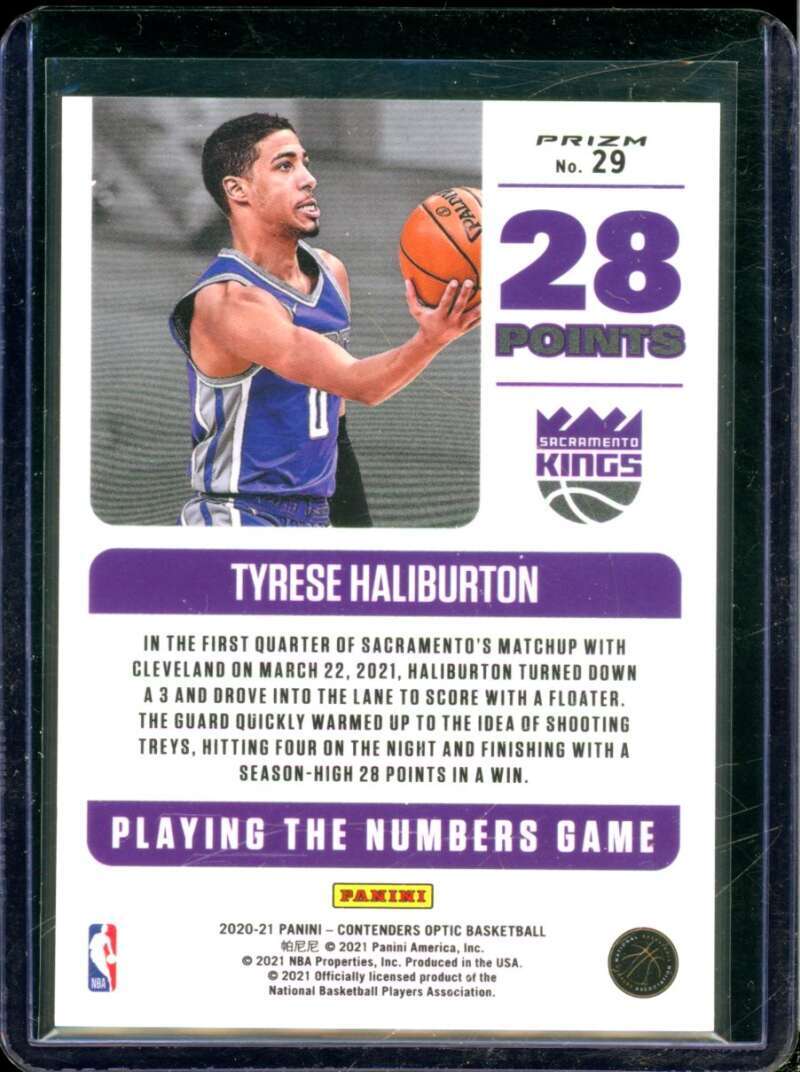 Tyrese Haliburton RC 2020-21 Panini Contenders Optic Playing the Number Game #29  Image 2