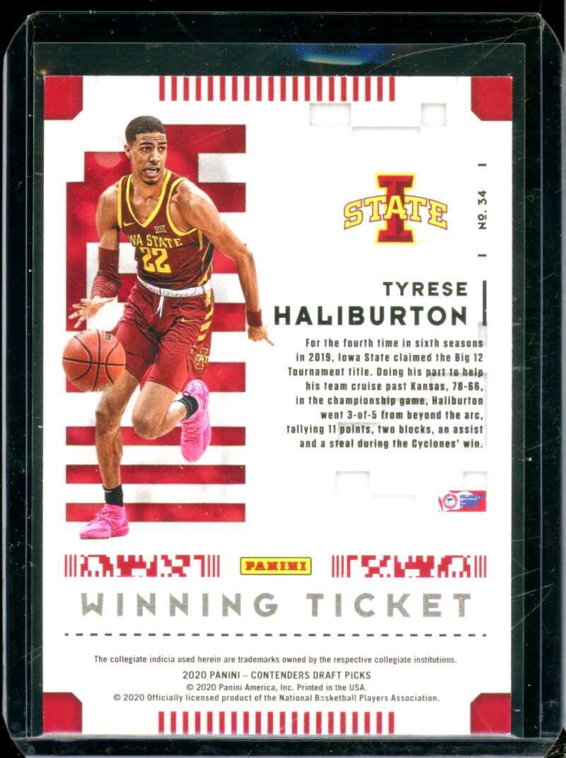 Tyrese Haliburton RC 2020-21 Panini Contenders Draft Picks Winning Tickets #34  Image 2