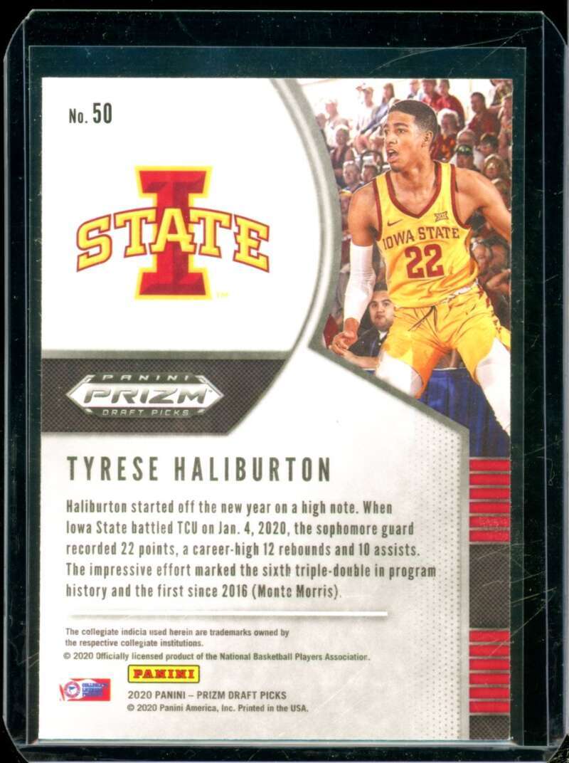 Tyrese Haliburton Rookie Card 2020-21 Panini Prizm Draft Picks #50  Image 2