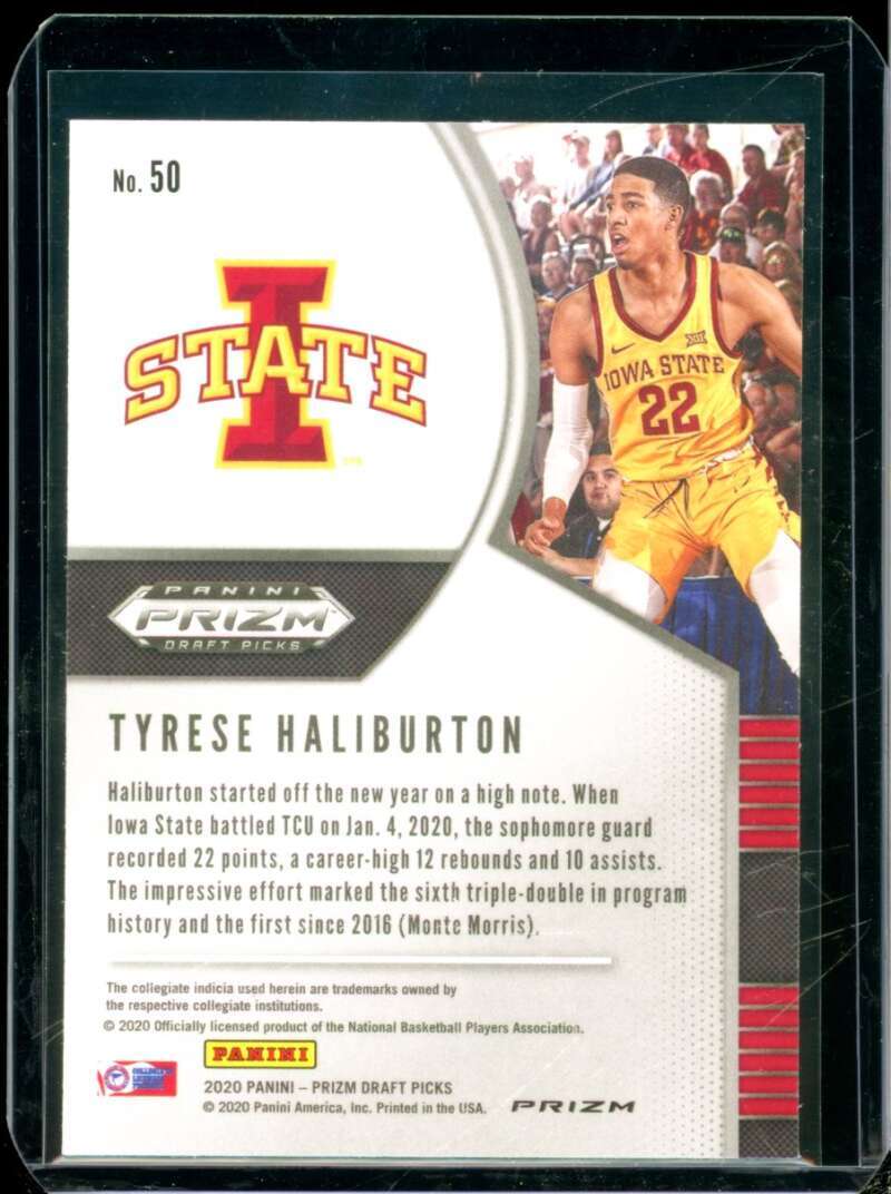 Tyrese Haliburton 2020-21 Panini Prizm Draft Picks Prizms Red White and Blue #50  Image 2