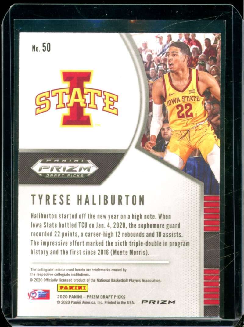 Tyrese Haliburton Rookie Card 2020-21 Panini Prizm Draft Picks Prizms Green #50  Image 2
