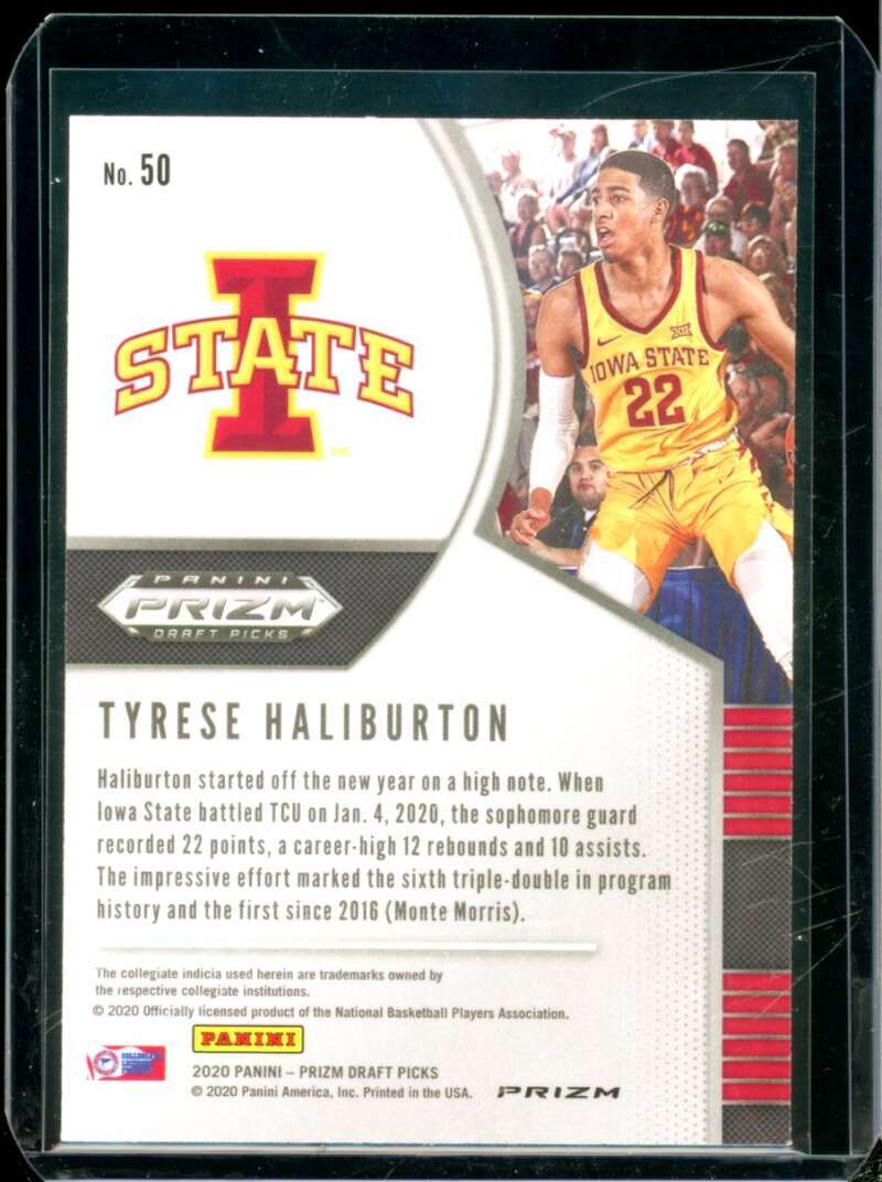 Tyrese Haliburton Rookie 2020-21 Panini Prizm Draft Picks Prizms Red Ice #50  Image 2