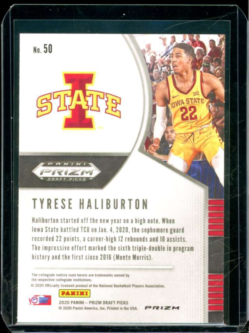 Tyrese Haliburton Rookie 2020-21 Panini Prizm Draft Picks Prizms Pink Ice #50  Image 2