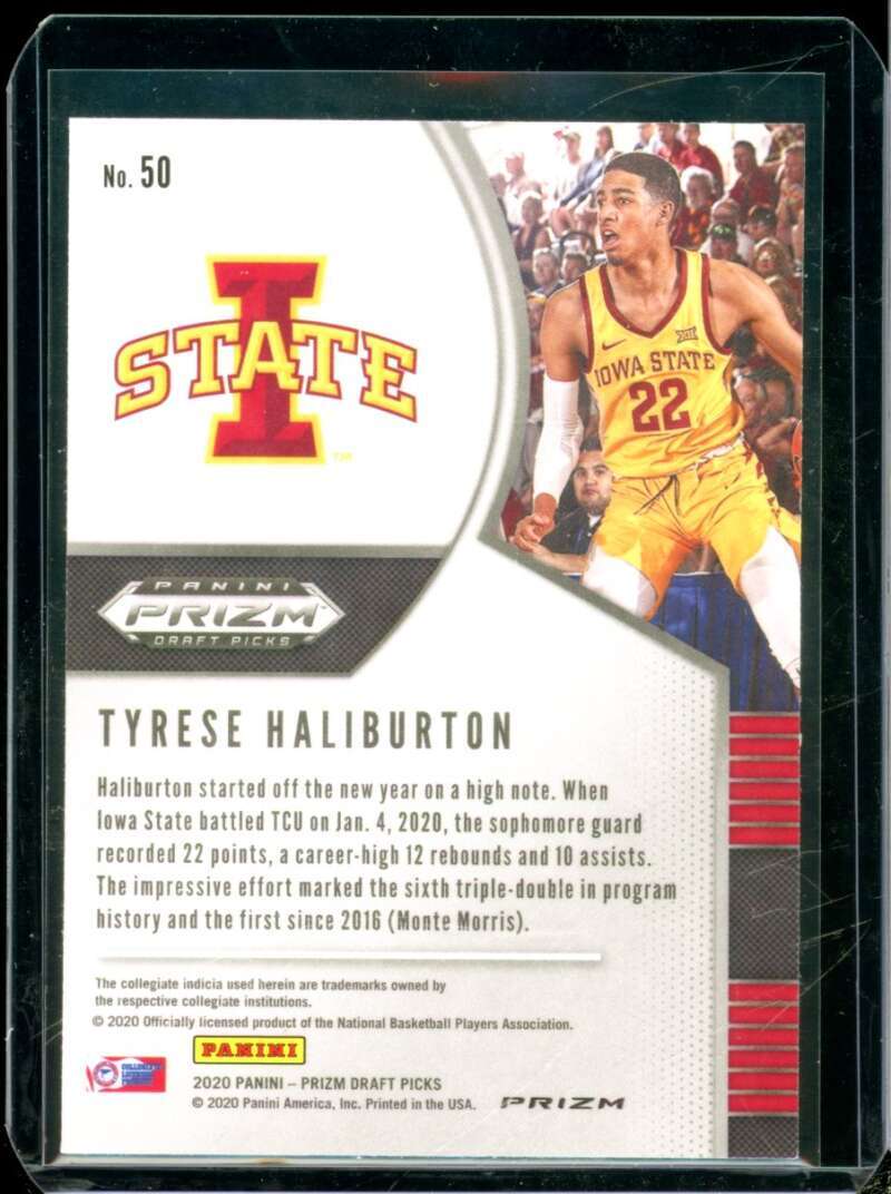 Tyrese Haliburton Rookie 2020-21 Panini Prizm Draft Picks Prizms Fast Break #50  Image 2