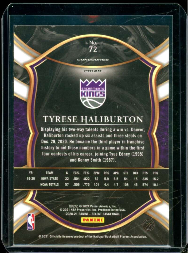 Tyrese Haliburton Rookie Card 2020-21 Select Prizms Tri-Color #72  Image 2