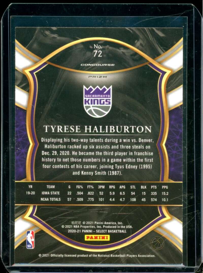 Tyrese Haliburton Rookie Card 2020-21 Select Prizms Red White Green Ice #72  Image 2