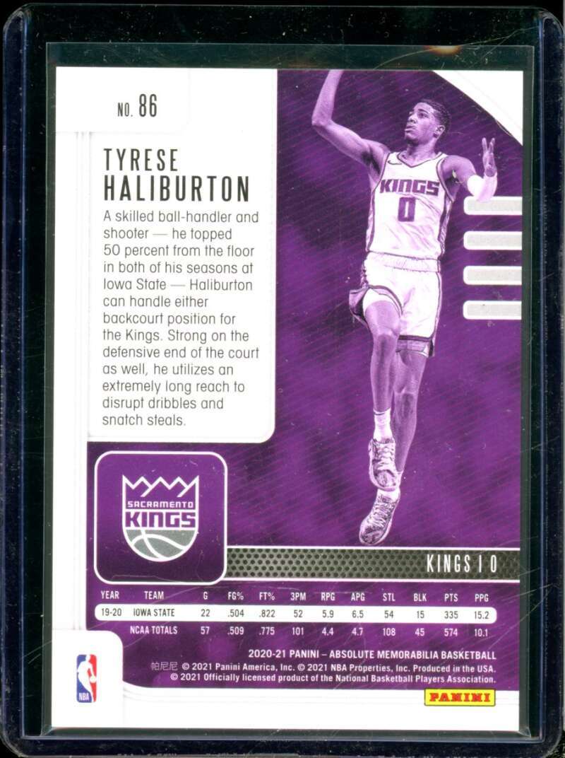Tyrese Haliburton Rookie Card 2020-21 Absolute Memorabilia Thick #86  Image 2