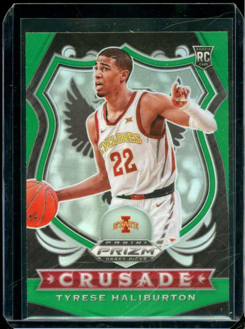 Tyrese Haliburton Rookie Card 2020-21 Panini Prizm Draft Picks Prizms Green #90  Image 1