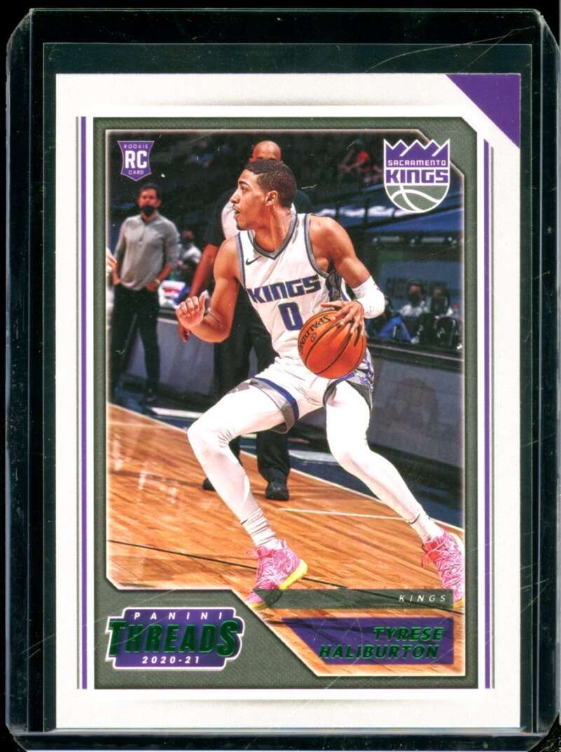 Tyrese Haliburton Rookie Card 2020-21 Panini Chronicles Threads Green #91  Image 1