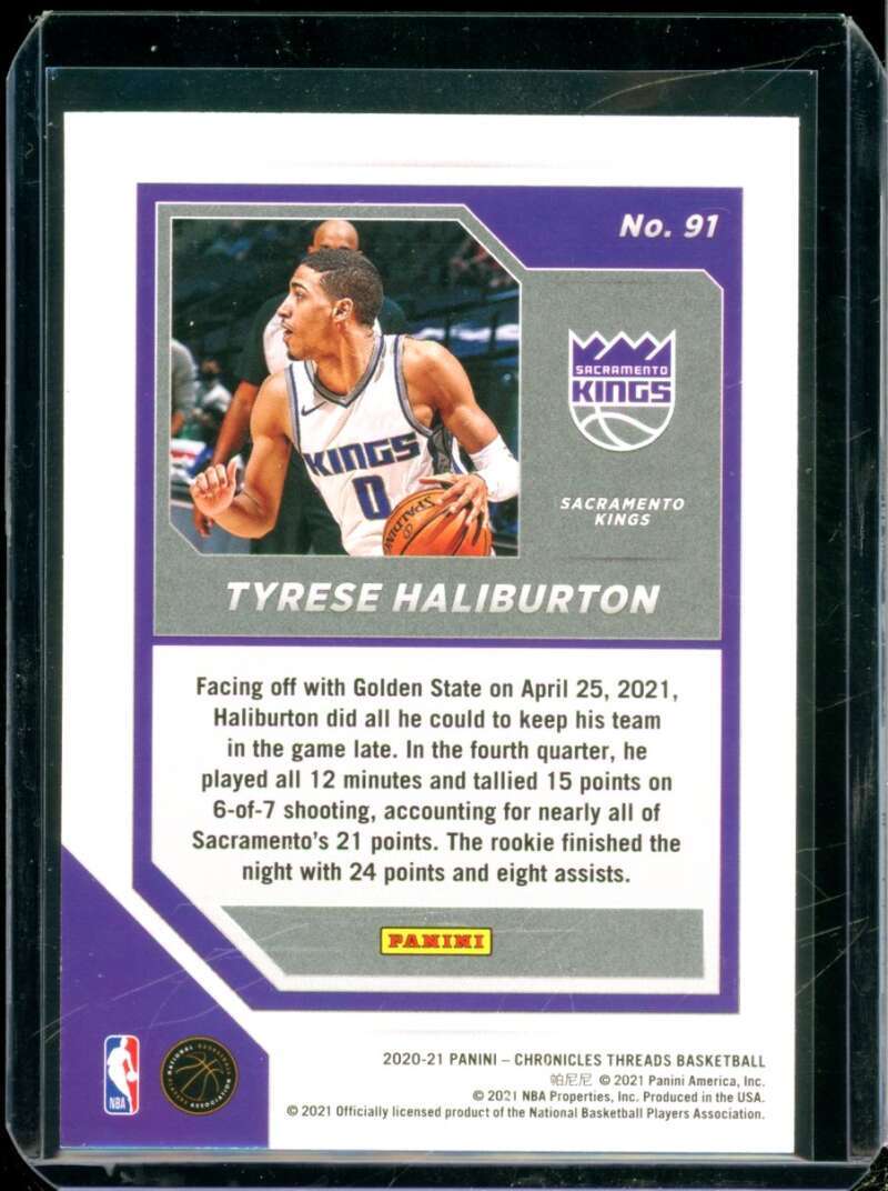 Tyrese Haliburton Rookie Card 2020-21 Panini Chronicles Threads Pink #91  Image 2