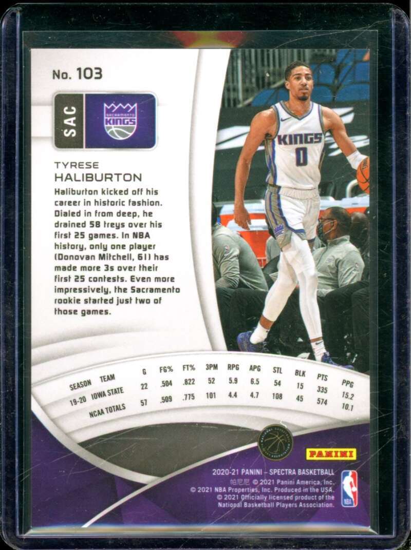 Tyrese Haliburton Rookie Card 2020-21 Panini Spectra #103  Image 2