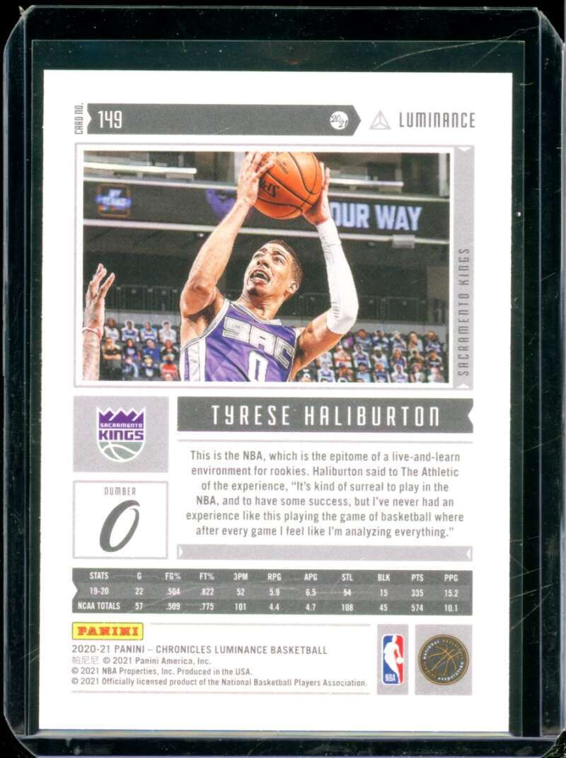 Tyrese Haliburton Rookie Card 2020-21 Panini Chronicles Luminance Pink #149  Image 2
