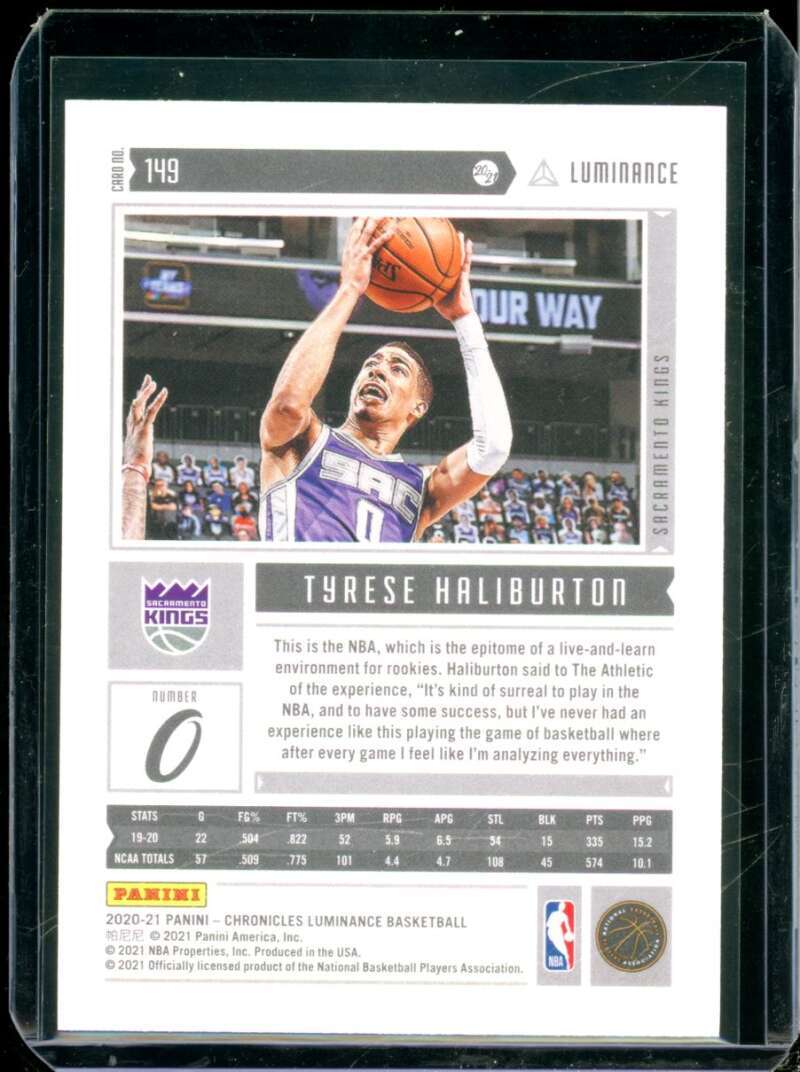 Tyrese Haliburton Rookie Card 2020-21 Panini Chronicles Luminance Green #149  Image 2