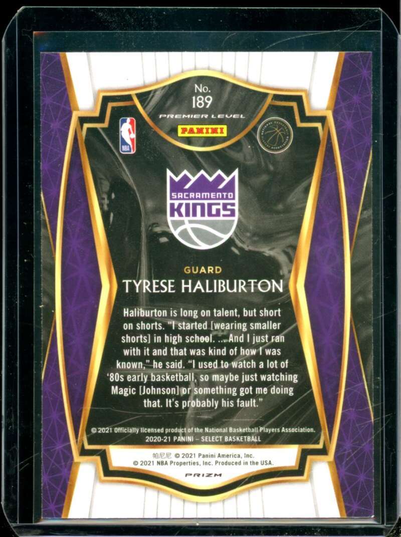 Tyrese Haliburton Rookie Card 2020-21 Select Prizms Green White Purple #189  Image 2