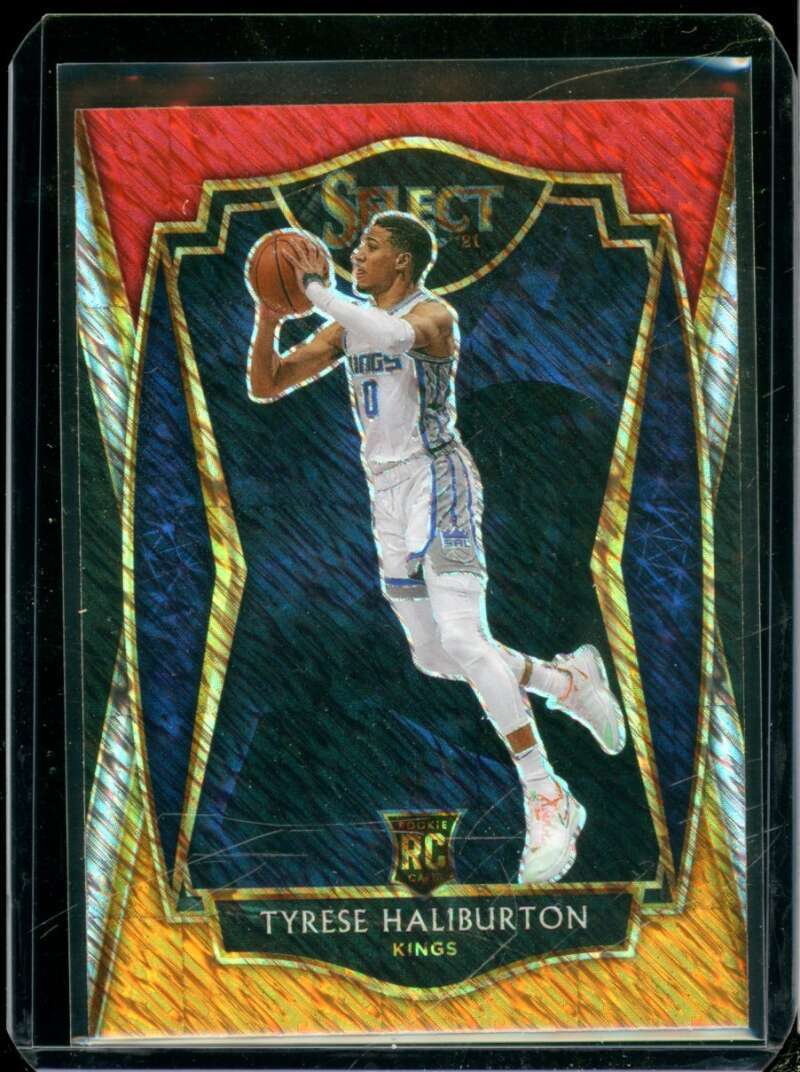 Tyrese Haliburton Rookie 2020-21 Select Prizms Red White Orange Shimmer #189  Image 1