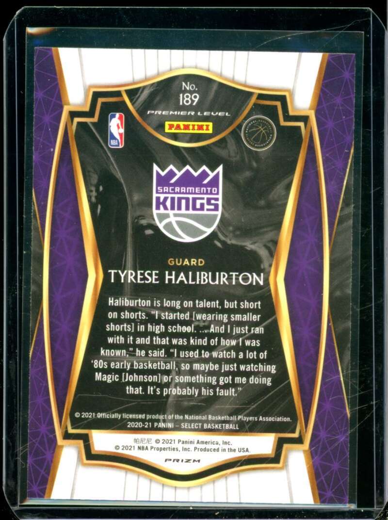 Tyrese Haliburton Rookie 2020-21 Select Prizms Red White Orange Shimmer #189  Image 2