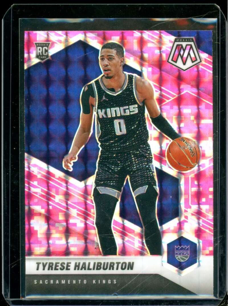 Tyrese Haliburton Rookie Card 2020-21 Panini Mosaic Mosaic Camo Pink #204  Image 1