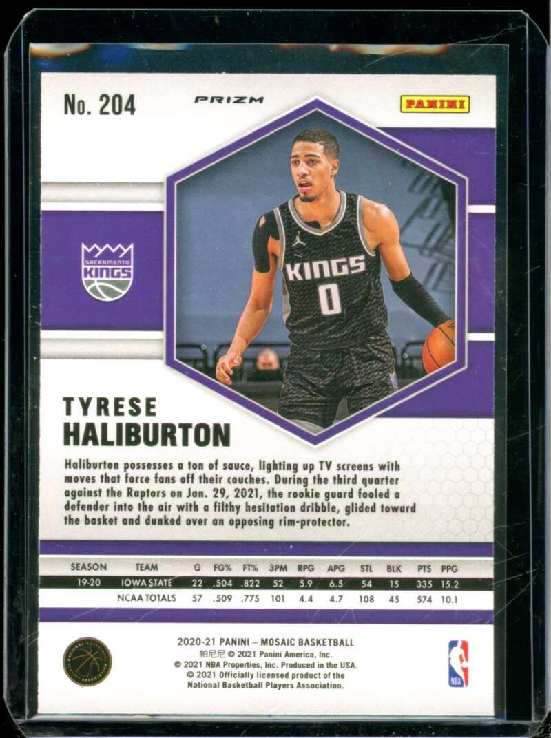 Tyrese Haliburton Rookie Card 2020-21 Panini Mosaic Mosaic Camo Pink #204  Image 2