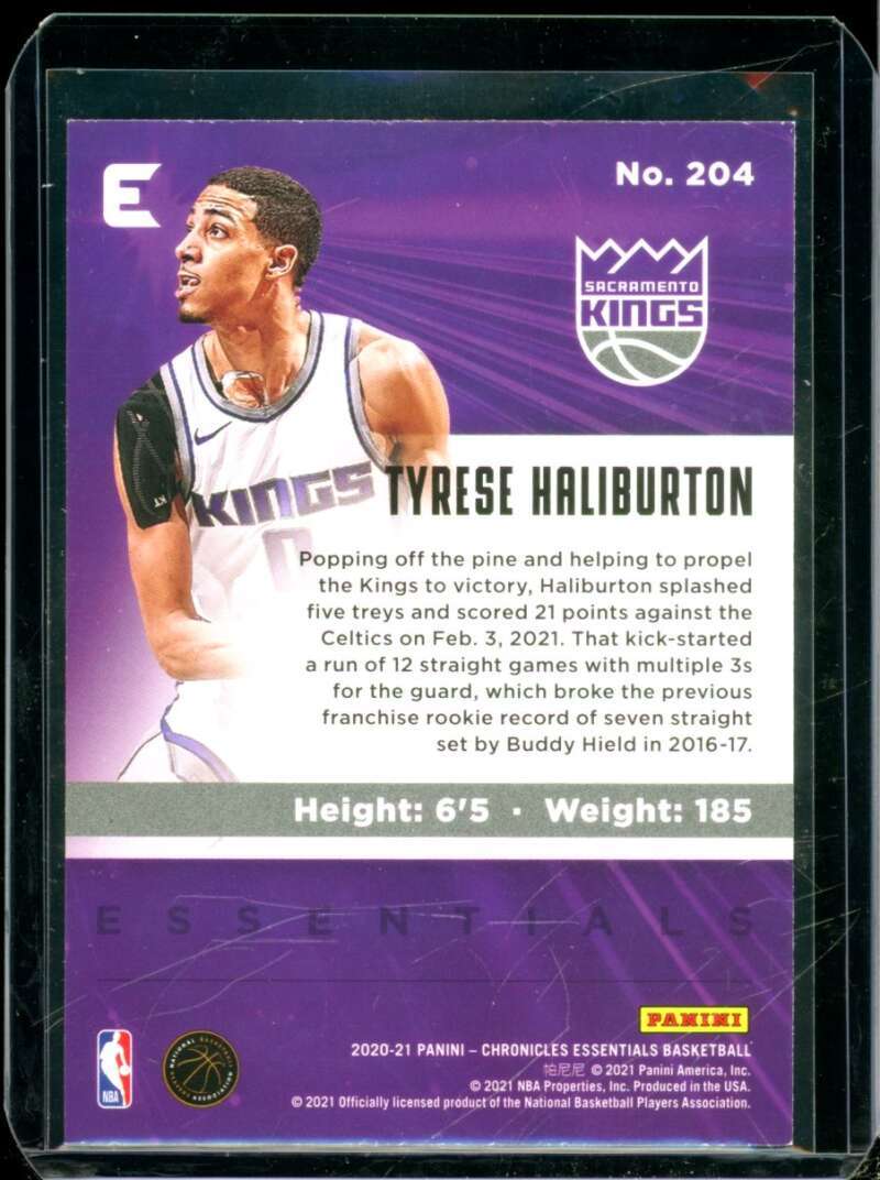 Tyrese Haliburton Rookie Card 2020-21 Panini Chronicles Essentiaals #204  Image 2