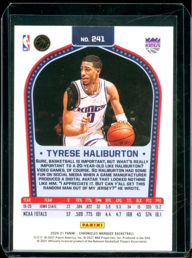 Tyrese Haliburton Rookie Card 2020-21 Panini Chronicles Marquee #241  Image 2
