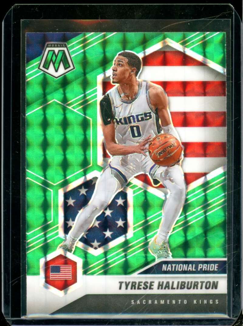 Tyrese Haliburton Rookie Card 2020-21 Panini Mosaic Mosaic Green #258  Image 1