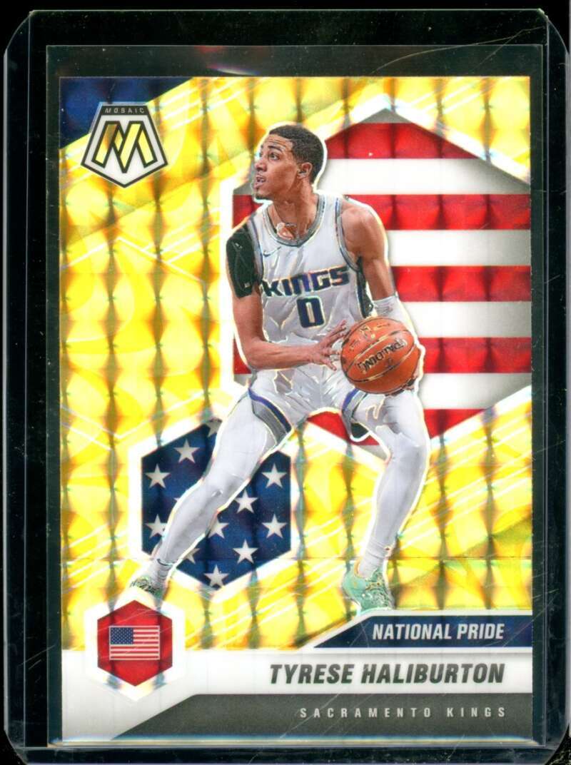 Tyrese Haliburton Rookie Card 2020-21 Panini Mosaic Mosaic Reactive Yellow #258  Image 1