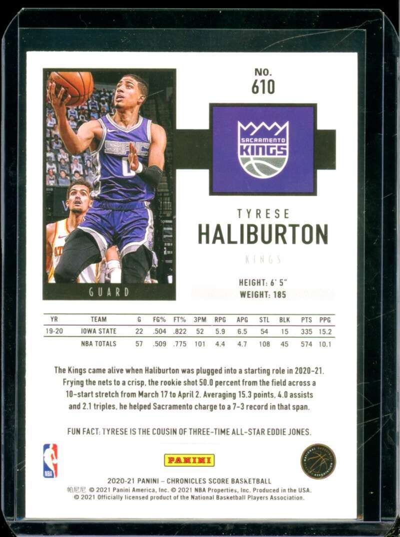 Tyrese Haliburton Rookie Card 2020-21 Panini Chronicles Score #610  Image 2