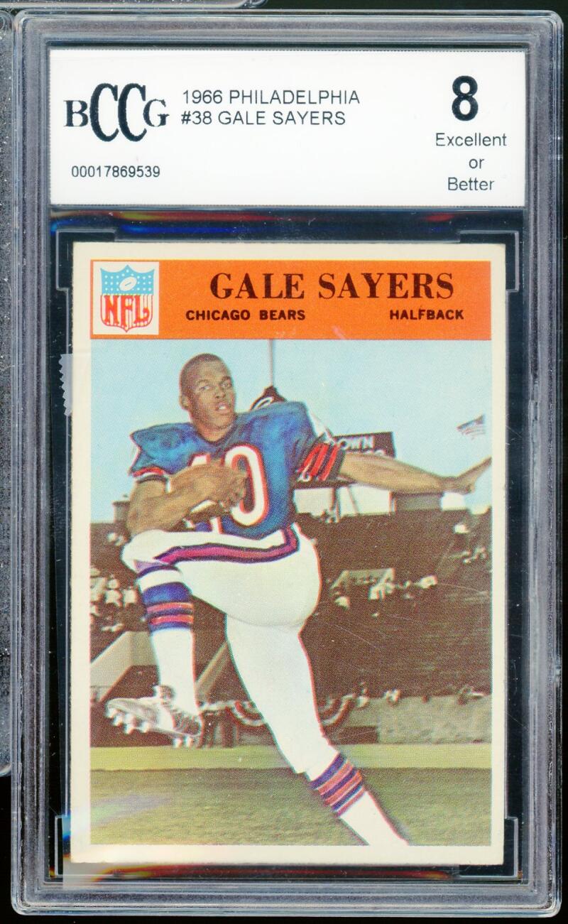 1966 Philadelphia #38 Gale Sayers Rookie Card BGS BCCG 8 Excellent+ Image 1