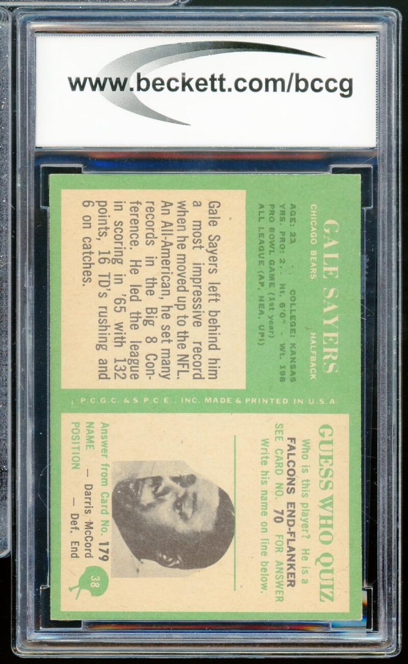 1966 Philadelphia #38 Gale Sayers Rookie Card BGS BCCG 8 Excellent+ Image 2