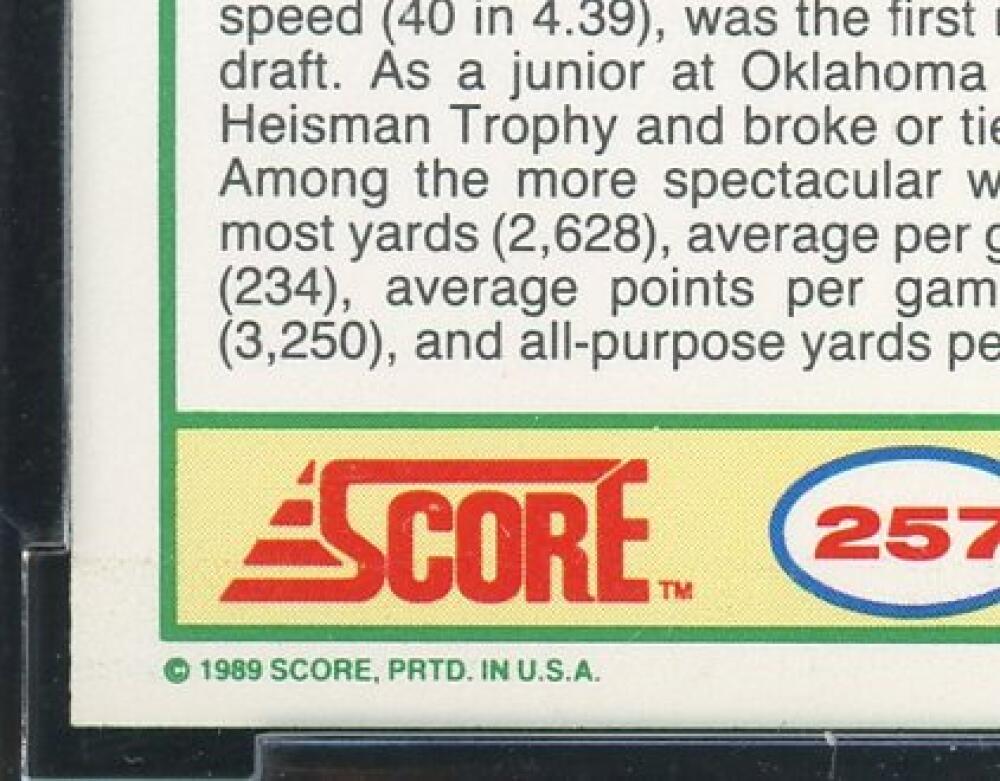 1989 Score #257 Barry Sanders Rookie Card BGS BCCG 10 Mint+ Image 9