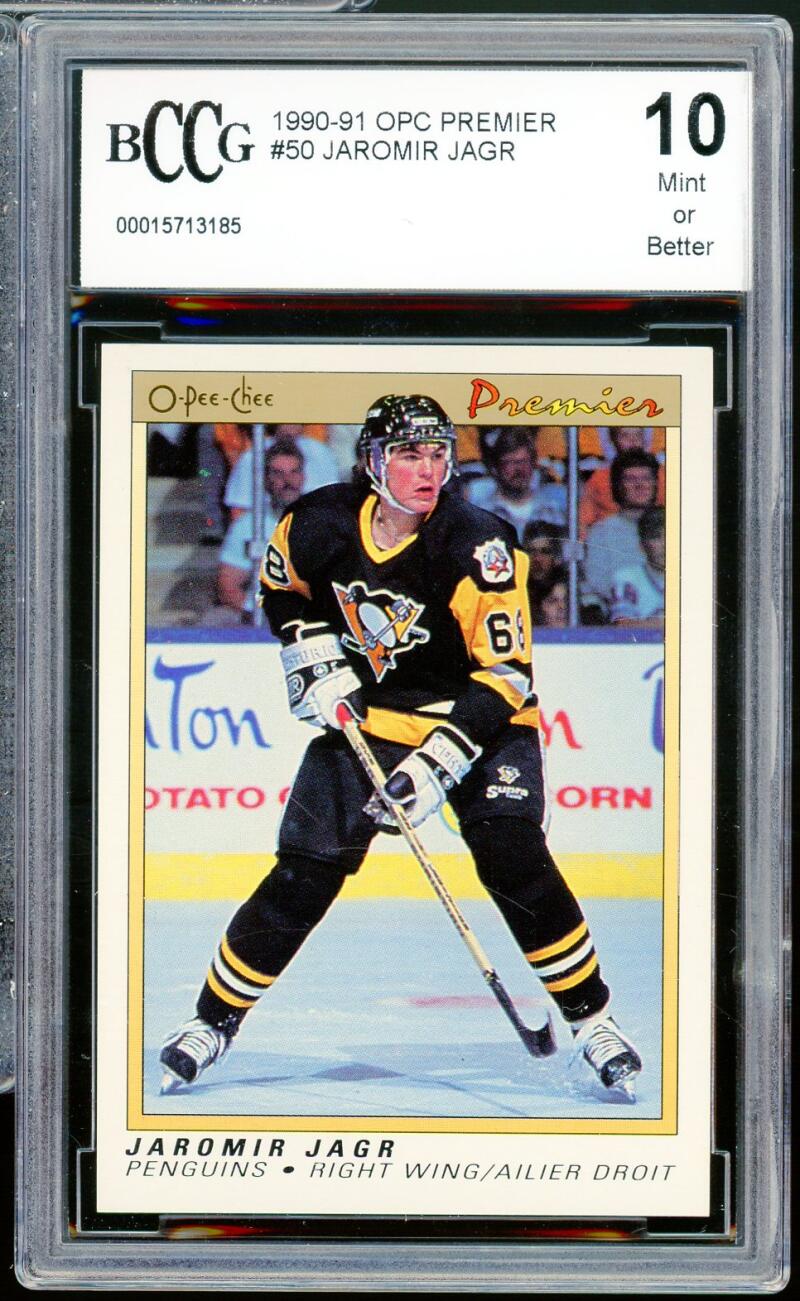 1990-91 OPC Premier #50 Jaromir Jagr Rookie Card BGS BCCG 10 Mint+ Image 1
