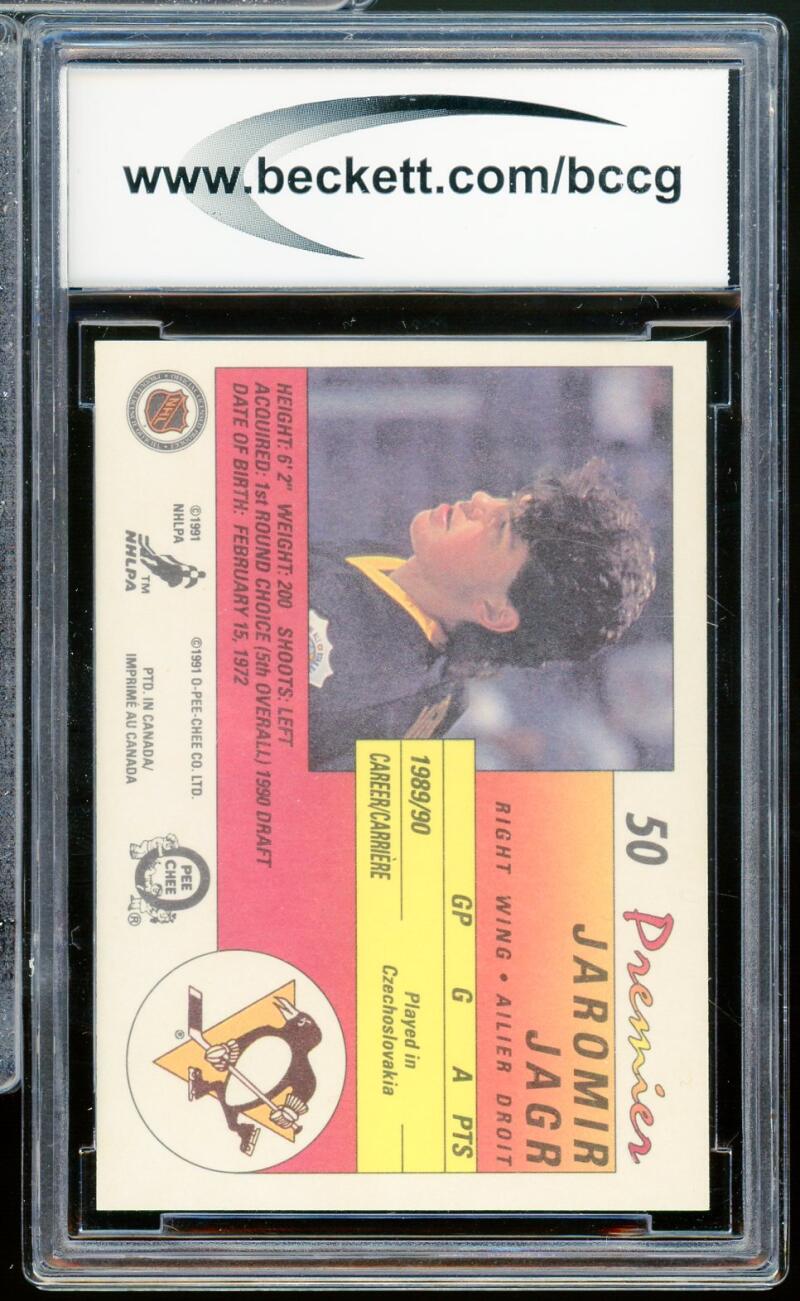 1990-91 OPC Premier #50 Jaromir Jagr Rookie Card BGS BCCG 10 Mint+ Image 2
